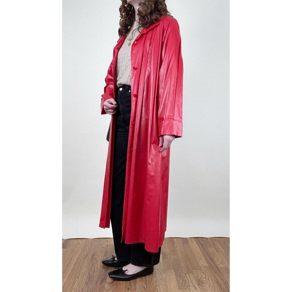 Vintage Long Rain Jacket Trench Coat Duster Oversized Maxi Scandinavian Raincoat - Picture 5 of 12